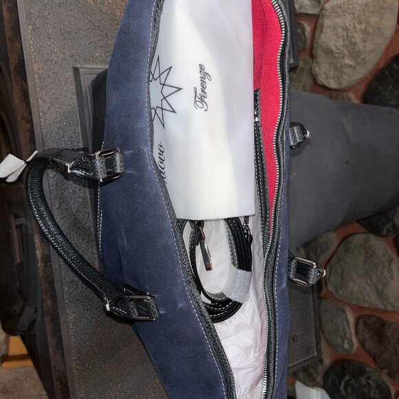 Francesca Suede Leather Navy and Black Tote Brand new with tags - Picture 10 of 11